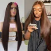 Demi-perruque lisse avec os brun chocolat foncé, partie en V, 100 % cheveux humains vierges, soyeuse, droite, forme en U, non transformée, péruvienne, densité 250, 76,2 cm