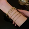 Bangle 8st/Set Gold Color Armband Multilayer Metal Wires Strings Geometric Round Circle Tassel Female Jewelbangle INTE22