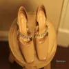 Sandalias elegantes para mujer, zapatos de tacón alto Mary Janes de cristal, zapatos sencillos de primavera y otoño, zapatos de charol con tacón medio para fiesta, boda