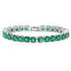 Trendy Shiny Green Round Zircon Bracelet For Women Romantic Wedding Engagement Jewelry Bridal Bridesmaid Accessories Gifts