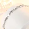 Sevimli Kalp Cazibesi Bilezikleri Aşk S925 STERLING Gümüş Beyaz Mor Kristal Parlayan Bağlantı Zinciri Tasarımcı Bilezik Mücevherleri Kızlar için