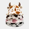 Berets Plush Hats Warm Basin Women Men Summer Cotton Bucket Hat Milk Cow Pattern Kawaii Horn Ears Wide Brim Sunscreen Fisherman Cap