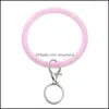 Nyckelringar smycken bling ringarmband f￶r kvinnor flickor Sile Wristlet Strap Keychain Stor Circle Wrist Keyring Bangle Armband Dh9ch