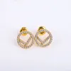 2022 Luxury Designer Earrings High Quality stud Gold Letters Crystal Diamond Classic Simple Earrings Round Brand Jewelry Earring for Women Wedding Party Gifts