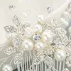 Headpieces Wedding Bridal Bridesmaid Silver Handgjorda Rhinestone Pearl Hair Combs pannband Lyxigt hår Tillbehör Huvudstycke