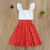 Vestiti per ragazze Set Abbigliamento per bambini Tinta unita Cinturino senza maniche Top corto Gonna lunga con stampa a pois 1 6Y 220620