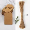 Kraft Paper Gift Tagi z smyczkowymi opakowaniami Prezentami pustej etykiety na przyjęcie weselne jesień świąteczny prezent Brązowy biały prostokąt CR3155825