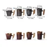 Japanesestyle Vintage Ceramic Coffee Mug Tumbler Rust Glaze Tea Milk Beer with Wood Handle Water Cup Home Office Drinkware 220809