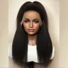 Perruque Lace Front Wig synthétique lisse crépue Yaki, cheveux naturels, brun média, avec ligne de cheveux naturelle, pour femmes noires, 6524952