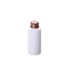 Emballage vide Bouteille en plastique blanche épaule plate PET couvercle à vis en aluminium or rose avec bouchon intérieur récipient d'emballage portable cosmétique rechargeable 80 ml 100 ml 120 ml