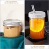 Reusable Glass Cup Bubble Tea Tumbler Wide Mason Mug Jar with Lid and Straw Food Container Sealed Tank 22 OZ