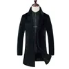 Men's Wool & Blends Mens Lapel Collar Long Woolen Cashmere Blended Coats Outwear Furry Overcoats 2Colors 2021 T220810