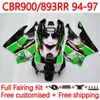 Kit de carrosserie pour Honda CBR893 CBR 900 893 RR CC 89-97 Bodywork 120NO.83 CBR 893RR 900RR 893CC CBR893RR 89 94 95 96 97 CBR900RR 1989 1994 1995 1996 1997 Fairing Black noir noir