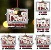 Resin Christmas Decorations Cute Christmas Family Ornament Red Plaid Santa Claus Pendant DIY Name Photo Frame Xmas Tree Ornaments Gifts SN4800