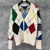 Maglioni da uomo Moda Uomo Donna Slim Cardigan Abbigliamento Spessore Argyle Bianco V-Ncek Lana Autunno Inverno Cappotto casualUomo Olga22