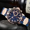 Męskie obserwuj wszystkie obróbka kwarcowa Chronograph Chronograph Shark Wathes Sport gumowy pasek zatrzymujący Lumowinous Anchor Mark Waterproof na rękę Montre de Luxe