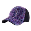 Casquette de Baseball cloutée en strass pour femmes et hommes, chignon queue de cheval, chapeau réglable pour l'été, chapeau de soleil en Denim scintillant