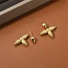 Stud French Fashion Classic Vintage Cross Petal Stud Earrings Premium Texture Gold Plated Darts All-Match Jewelry Gift QA98