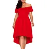 Plus-klänningar Summer Slash Neck High Low Cocktail Party Lady Pullover Bridesmaid A-Line Elegant Formal Dress RobePlus