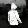 Plus Size 4XL Men Spring Autumn full reflective Windbreaker waterproof Jacket male High street hip hop Loose Hooded Coats 220812