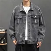 Denim Jacket Men Fashion Motorcycle Jeans Jackets Mens Causal Oversized Cotton Casual Black Blue Denim Jacket Man Outerwear Coat 220815