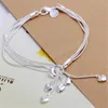 925 Bracelets de prata Snake Bone Chain Hanging Heart for Women Wedding Party Gifts Jóias de moda de alta qualidade 20cm