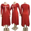 Plus Size Vestidos Mulheres Roupas 2022 Outono Longo Vestido Solto Irregular 4xl 5XL Casual Lady Red Yellow Vestidos