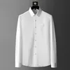 Luxury Embroidery Shirts for Men Long Sleeve Slim Casual Shirt Black White Business Formal Dress Social Tuxedo Clothing 220322