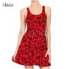 Renkli Retro Gül Çiçek 3D Baskı Yaz Elbiseleri Kadınlar için Kırışın Elbise Kolel Parti Seksi İnce Plaj Elbise 220617
