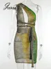 Joskaa Stripe Printed DeepV Neck Neckeseveless Bodycon Dress Women Sexy Backless Mini Summer Party Clubwear 220611