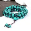 Brins de perles 8MM bleu noir Turquoises multicouche Bracelet prière guérison naturelle 80 perles collier femmes poignet Bracelet bijoux cadeau hommes La