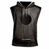 Summer Mens 3D Impresión completa Moda Musical Instrumento Guitarra Camiseta de tanque con capucha Estilo de impresión Fitness Casual Mleeveless 220623