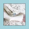 Band Rings Jewelry Blue Cubic Zircon 925 Sterling Sier Heart Ring For Women Fashion Korean Engagement Hand Promise Wedding Drop Delivery 202