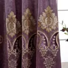 Gardin draperar europeiska broderade blackout lila gardiner för vardagsrum anpassade eleganta fönsterpaneler tyll sovrum.