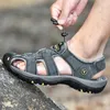Genuine Sandals Leather Men Summer Large Size Men's Casual Shoes Slippers Big 38-47Sandals sa 's 38-47