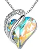 Födelsedagsstenhalsband Crystal Pendant Ocean Heart Love Birthstone Halsband 12 färger