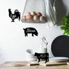 3 stycken metallko gris och tupp väggdekor svart djur kök dekor
