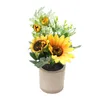 Decorative Flowers & Wreaths Fake Sunflower Bonsai Realistic Potted Plants Flower For Office StudyDecorative