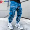 Rainbowtouches Pantaloni cargo Pantaloni sportivi Pantaloni da uomo Tasca con zip Pantaloni da uomo Bandana Modello Tessuto Pantaloni da corsa da uomo 220608