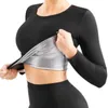 Nxy Vücut Şekillendirici Sauna Takımları Ter Zayıflama Pantolonu Bel Eğitmeni Uzun Kollu Gömlek Egzersiz Tayt Tankı Üstleri Kontrol Külotu Shapewear 220613
