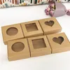 50pcs Wedding Favor Gift Kraft Paper Cookies Candy PVC Windows ES Acessórios de fornecimento de festa de aniversário Caixa de embalagem 220812