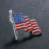 Crystal American Flag Broches for Men Women Riinestone Corsage trouwjurk Pakken bruid juwelenbroche pin accessoires