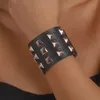 Nuevo brazalete de cuero punk brazalete hiphop rock rock negro ancho pura pulsera de pulsera para mujeres joyería
