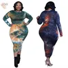 Casual Dresses Tie Dye Plus Size Dress Women 4xl 5xl Elegant Super Stretch High midja maxi Street outfit grossist DropCasual