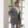 Women's Plus Size Outerwear & Coats Womens Long Sleeve Open Front Ribbed Knit Coat Pocket Design Loose Spring Autumn Elegant Casual Cardigan