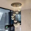 Duplex Building Big Pendant Lamps Villa Hall vardagsrum Luxur Crystal Hanging Lamp för tak trapp fixtur Hotellobbyljus