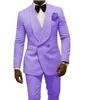 Modna różowa wytłoczanie Tuxedos Dost-Breasted Groomsmen Wedding Tuxedos Popularne mężczyzn Mężczyzny Formalne Blazer PROM KURTA (kurtka+spodnie+krawat) 76