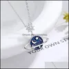 Pendant Necklaces Pendants Jewelry Creative Sterling Sier S925 Blue Sky Dream Planet Necklace Star Galaxy Universe Drop Delivery 2021 Df6H