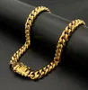 14k Chains Hip hop 10mm encrypted Bracelet Cuba Gold Plated chain buckle with lab diamond Necklace 36 inches