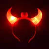 Halloween LED Rave Toy Devil Horn Light Up Headband Flashing-Horn & Christmas Party Decor Glitter Headwear